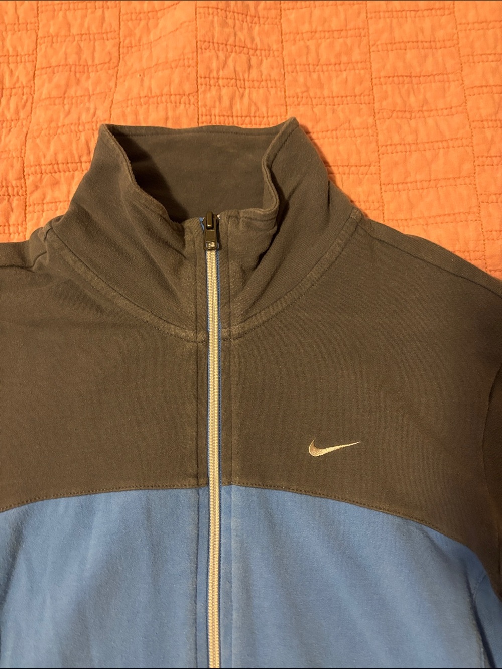 Nike Blue Zip-Up Track Jacket with Gray Piping